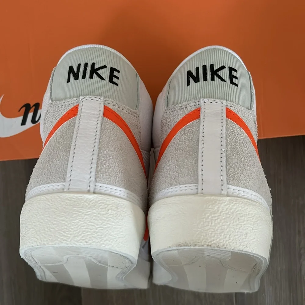 NIB Nike Blazer Mid Pro Club Men’s Sneakers 9.5 White/Light Silver/Safety Orange - Picture 12 of 15